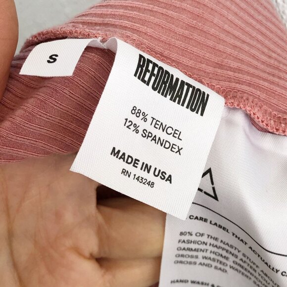 REFORMATION Pink Off Shoulder Ribbed Knit Bodysuit Size Small - Picture 9 of 11